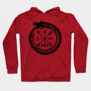 Ouroboros and Vegvisir (black symbol) Hoodie